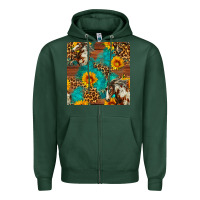 Sports Green western horse and sunflower seamless pattern Zipper Hoodie - FaDigitalArtStudio