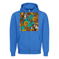True Royal western horse and sunflower seamless pattern Zipper Hoodie - FaDigitalArtStudio