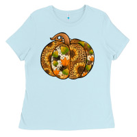 Baby Blue Leopard cowhide sunflower pumpkin Ladies Tee - NancyCooperArtShop