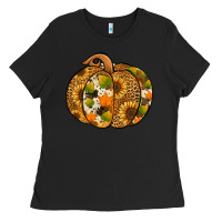 Black Leopard cowhide sunflower pumpkin Ladies Tee - NancyCooperArtShop
