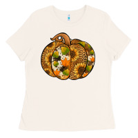 Bone Leopard cowhide sunflower pumpkin Ladies Tee - NancyCooperArtShop