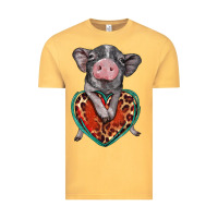 Vintage Mustard baby pig with leopard heart Vintage Tee - BarkalooDesign