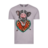Vintage Zinc baby pig with leopard heart Vintage Tee - BarkalooDesign