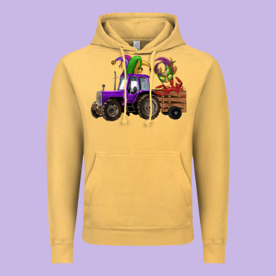 Mardi Gras Mask Crawfish Farm Tractor Vintage Hoodie Designed By Ranaportraitstore