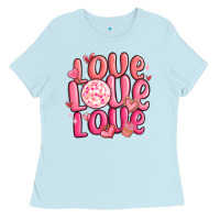 Baby Blue love love love valentines day Ladies Tee - MaliasSmallBusiness