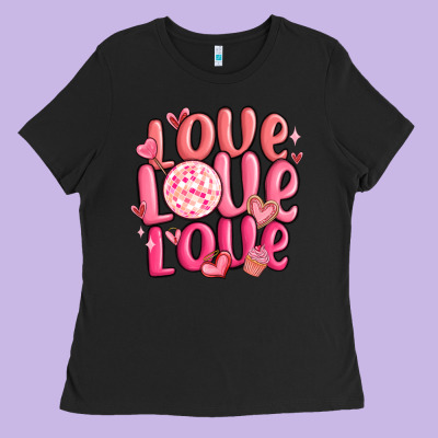 Love Love Love Valentines Day Ladies Tee Designed By Maliassmallbusiness