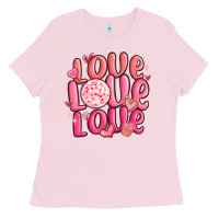 Bubblegum Pink love love love valentines day Ladies Tee - MaliasSmallBusiness