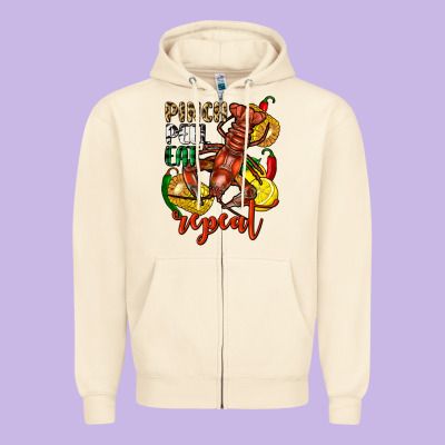 Pinch Peel Eat Repeat Crawfish Zipper Hoodie Designed By Fadigitalartstudio