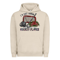 Pigment French Oak i'm just a woman who loves her hockey player Urban Hoodie - SublimationCraftShop