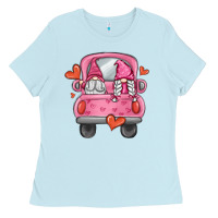 Baby Blue valentines day gnome truck Ladies Tee - MaliasSmallBusiness