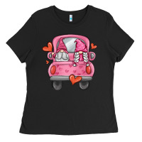 Black valentines day gnome truck Ladies Tee - MaliasSmallBusiness
