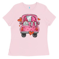 Bubblegum Pink valentines day gnome truck Ladies Tee - MaliasSmallBusiness