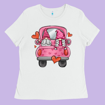 Valentines Day Gnome Truck Ladies Tee Designed By Maliassmallbusiness