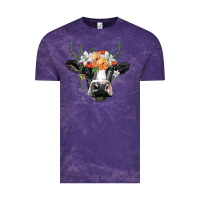 Cloud Purple holstein cow head Vintage Tee - BarkalooDesign