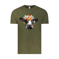 Vintage Olive holstein cow head Vintage Tee - BarkalooDesign