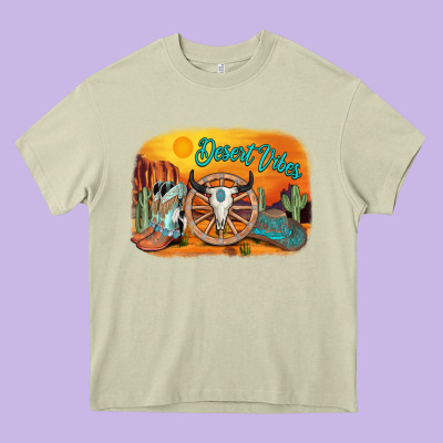 Desert Vibes Heavy Core Tee Designed By Adodesignshop