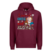Burgundy I Run On Coffee And Baseball Frappe Premium Hoodie - FaDigitalArtStudio