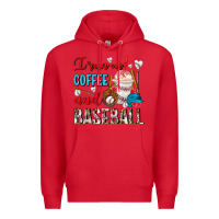 Red I Run On Coffee And Baseball Frappe Premium Hoodie - FaDigitalArtStudio