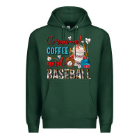 Sports Green I Run On Coffee And Baseball Frappe Premium Hoodie - FaDigitalArtStudio