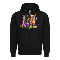 Black Louisiana LA Mardi Gras Zipper Hoodie - FaDigitalArtStudio