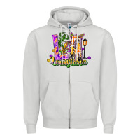 Dove Grey Louisiana LA Mardi Gras Zipper Hoodie - FaDigitalArtStudio
