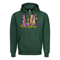 Sports Green Louisiana LA Mardi Gras Zipper Hoodie - FaDigitalArtStudio