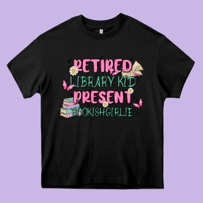 Retired Library Kid Present Bookish Girlie Heavy Core Tee Designed By Maliassmallbusiness
