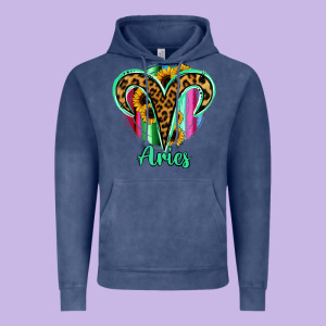 Aries Zodiac Sign Sunflower Leopard Serape Vintage Hoodie Designed By Ranaportraitstore