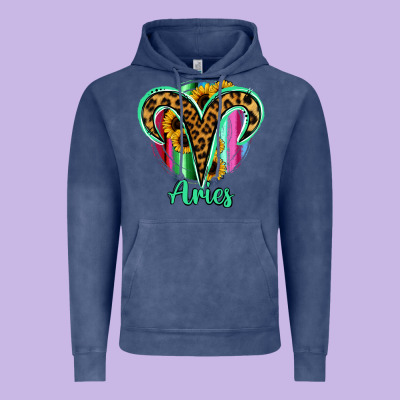 Aries Zodiac Sign Sunflower Leopard Serape Vintage Hoodie Designed By Ranaportraitstore
