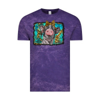 Cloud Purple baby pig with leopard background Vintage Tee - BarkalooDesign
