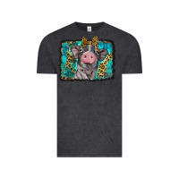 Vintage Black baby pig with leopard background Vintage Tee - BarkalooDesign
