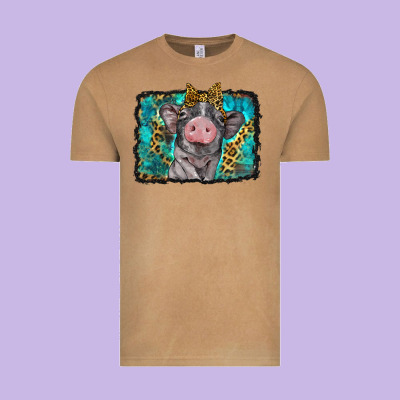 Baby Pig With Leopard Background Vintage Tee Designed By Barkaloodesign