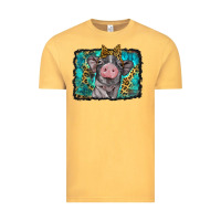 Vintage Mustard baby pig with leopard background Vintage Tee - BarkalooDesign