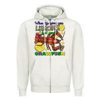 Oatmeal Heather when life gives you lemons boil some crawfish mard Zipper Hoodie - FaDigitalArtStudio