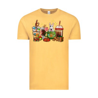 Vintage Mustard Christmas coffee cups with Bull Terrier Vintage Tee - RanaPortraitStore
