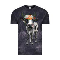 Cloud Black holstein cow floral wreath Vintage Tee - BarkalooDesign