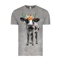 Holstein Cow Floral Wreath Vintage Tee | Teevron