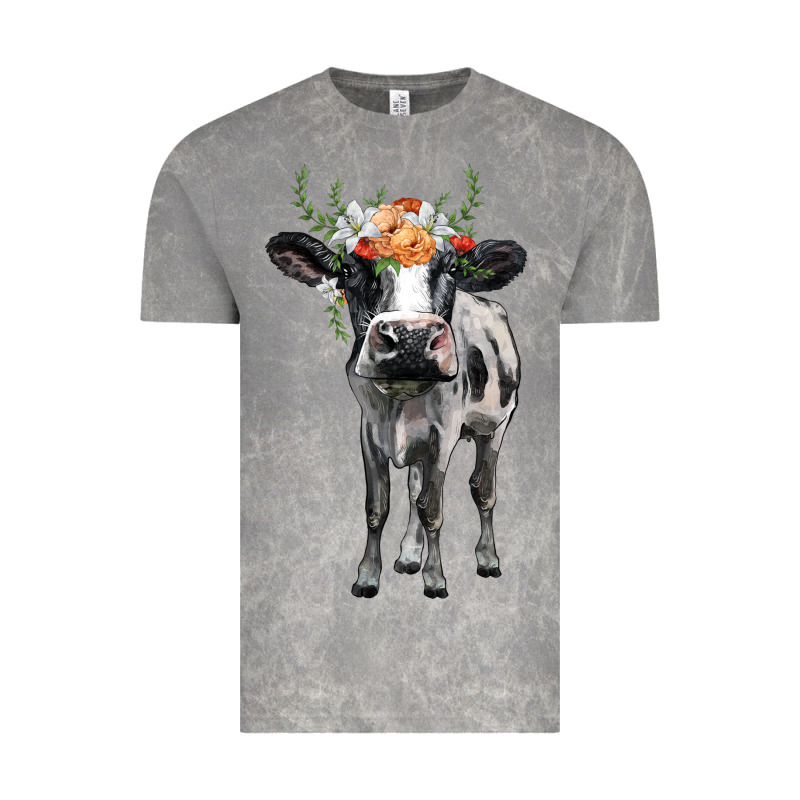 Holstein Cow Floral Wreath Vintage Tee by BarkalooDesign | Teevron
