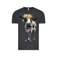 Vintage Black holstein cow floral wreath Vintage Tee - BarkalooDesign