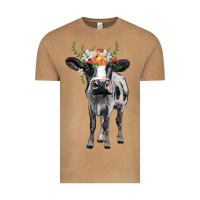 Vintage Camel holstein cow floral wreath Vintage Tee - BarkalooDesign