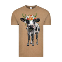 Vintage Coffee holstein cow floral wreath Vintage Tee - BarkalooDesign