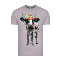 Vintage Zinc holstein cow floral wreath Vintage Tee - BarkalooDesign