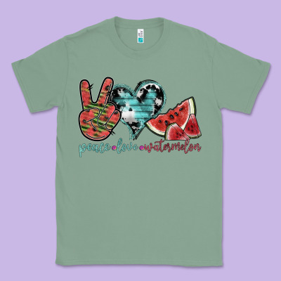 Peace Love Watermelon Classic Tee Designed By Sublimationcraftshop