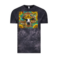 Cloud Black holstein cow with sunflowers Vintage Tee - BarkalooDesign