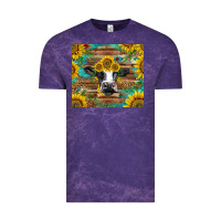 Cloud Purple holstein cow with sunflowers Vintage Tee - BarkalooDesign