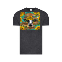 Vintage Black holstein cow with sunflowers Vintage Tee - BarkalooDesign