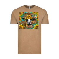 Vintage Coffee holstein cow with sunflowers Vintage Tee - BarkalooDesign