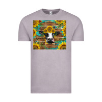 Vintage Zinc holstein cow with sunflowers Vintage Tee - BarkalooDesign