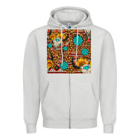 Dove Grey western aztec bull skull seamless pattern Zipper Hoodie - FaDigitalArtStudio