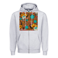 Heather Grey western aztec bull skull seamless pattern Zipper Hoodie - FaDigitalArtStudio